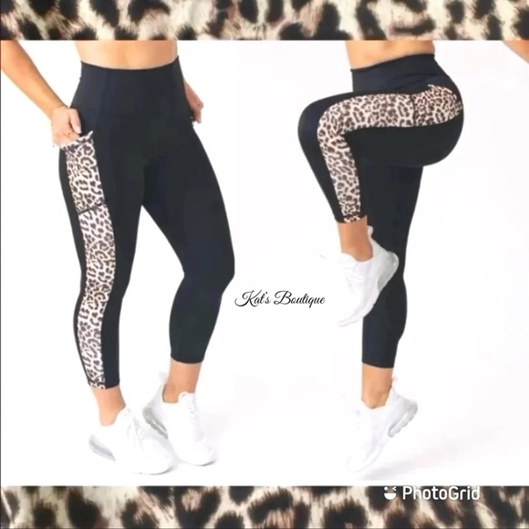 (NWT) Zyia Women’s Leopard Pocket Brilliant Hi-Rise Capri 20" in Black - Picture 3 of 16